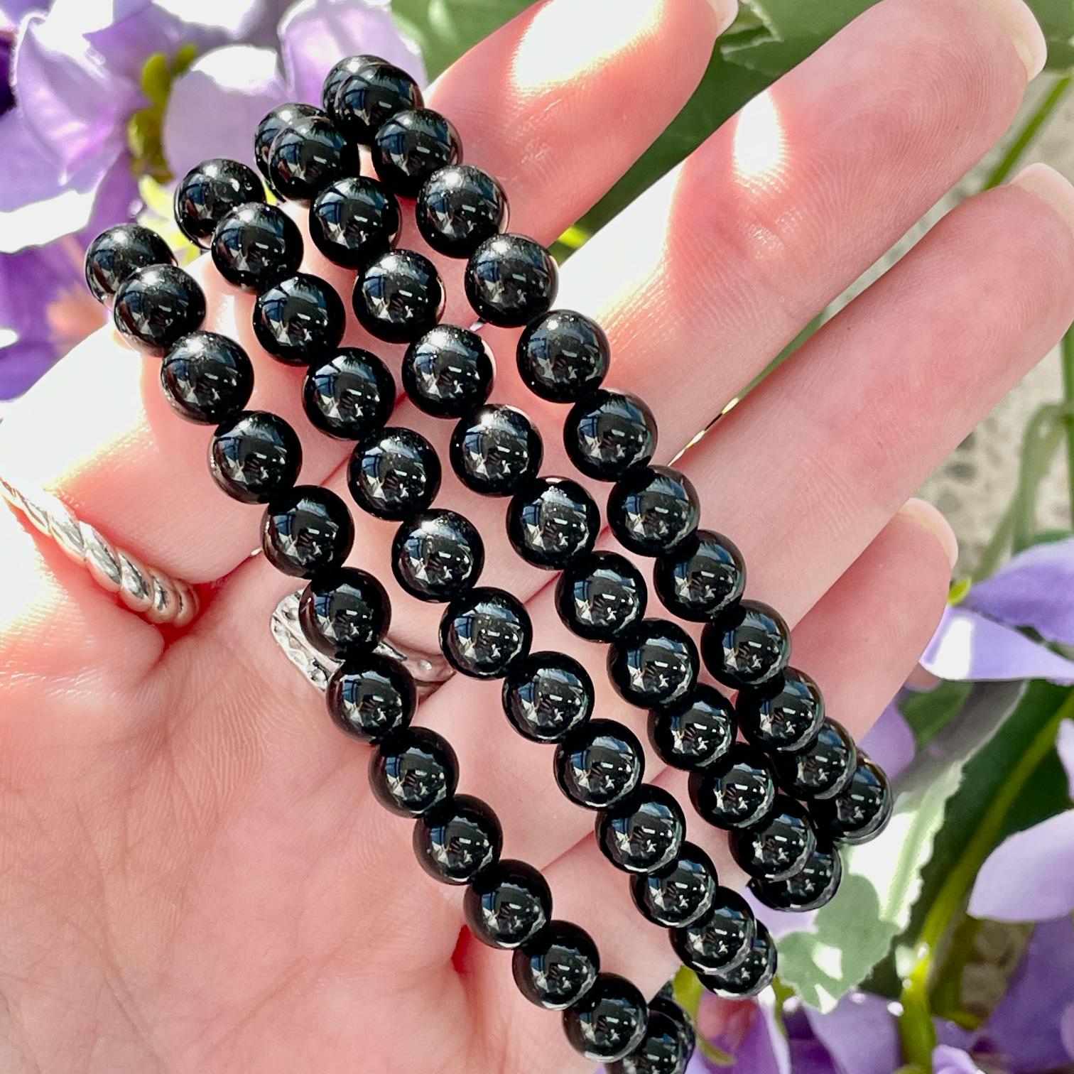 Obsidian Beads Bracelet 6mm Obsidian Beads Bracelet 6mm